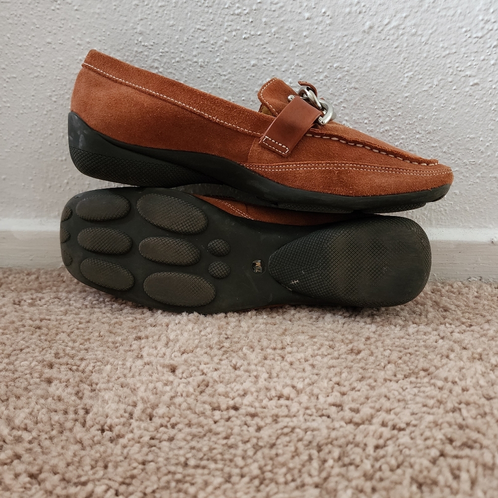 Suede Leather Loafers  sz 7.5 Antomio Melani Silver Buckle - Picture 4 of 5